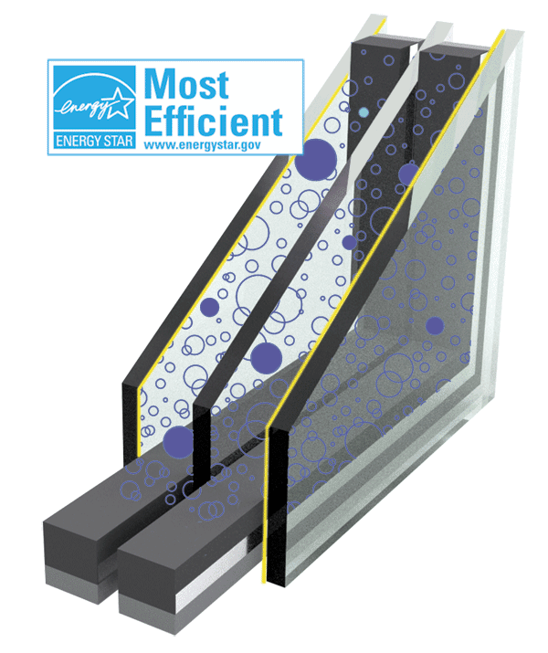 Triple Pane Window Cross Section.